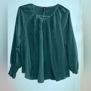 SHEIN Green Flowy Blouse | Smocked Sleeve Top |